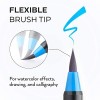 Arteza Real Brush Pens, 48 Colors for Watercolor Painting with Flexible Nylon Brush Tips, Paint Markers for Coloring, Calligraphy and Drawing with Water Brush for Artists and Beginner Painters