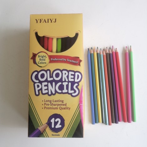 YFAIYJ Color pencils  12 colours Colored Pencils, 12-Count, Assorted Colors