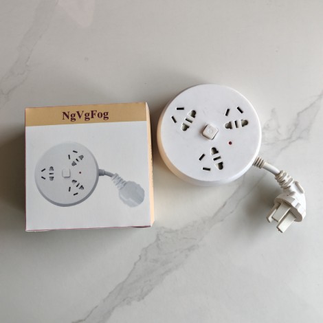 NgVgFog Power Strips, 3 Outlet Flat Plug Strip Retractable Extension Cord, Portable & Neat for Travel, Home, Office, White