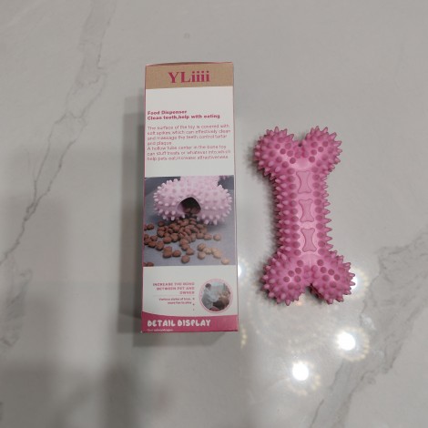 YLiiii Toy for Pets Spiky Squeaker Bone Medium Dental Gum Wellness Stimulating Fun Hidden Squeaker Durable for Heavy Chewers 100% BPA-Free